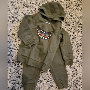 Hurley Olive Green Hoodie and Pants Set with Graphic